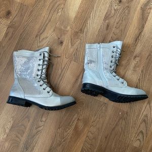 Sequin Combat Boots
